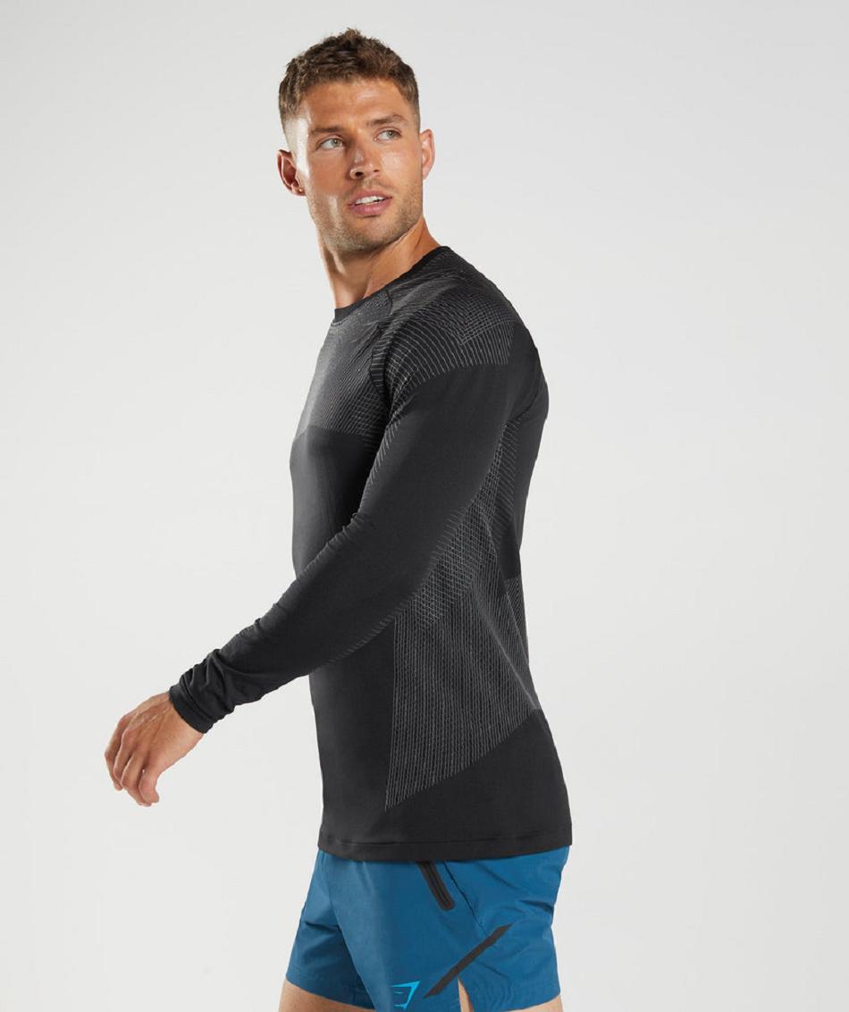 Long Sleeve Gymshark Apex Seamless Hombre Negras Gris | CO 3501TCE